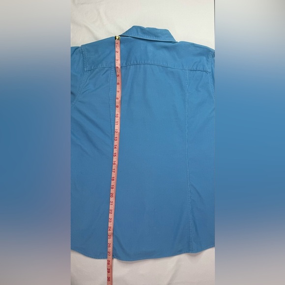 Lands' End Micro Corduroy Light Blue Button Down Shirt Size Large - Picture 8 of 8